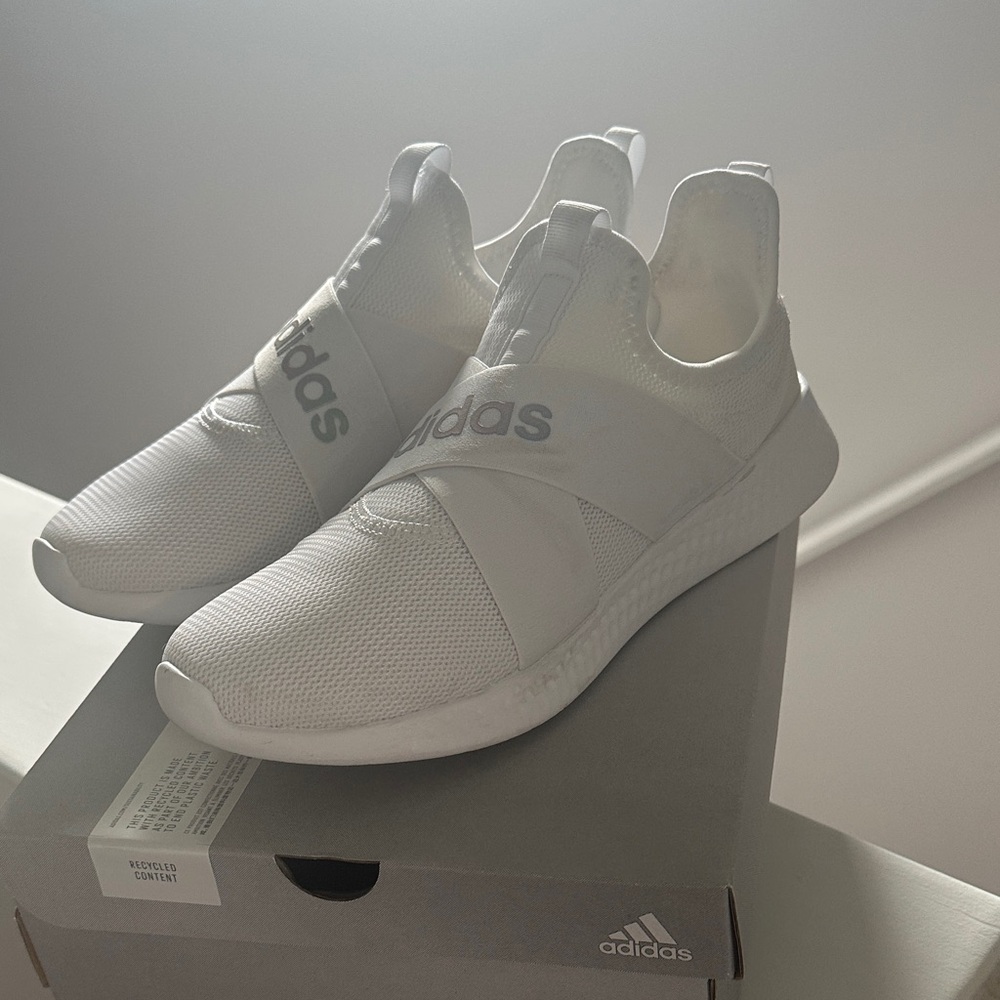Like new Adidas White Slip-On Athletic Shoes size 10
